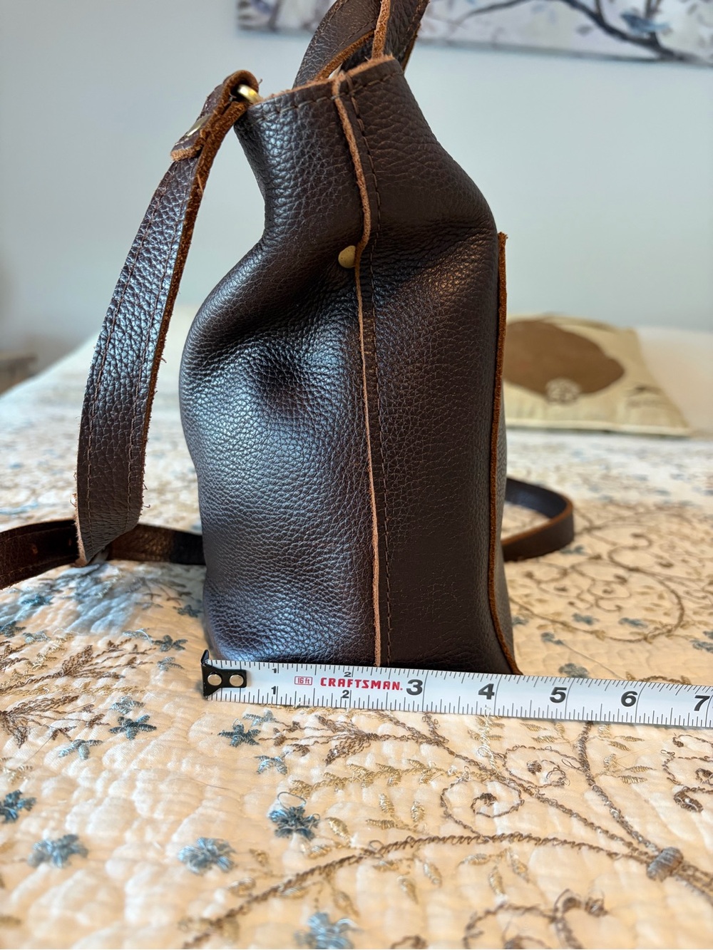 Portland Leather Goods Mini Leather Crossbody Bag Ziptop Color Coldbrew - Picture 12 of 12